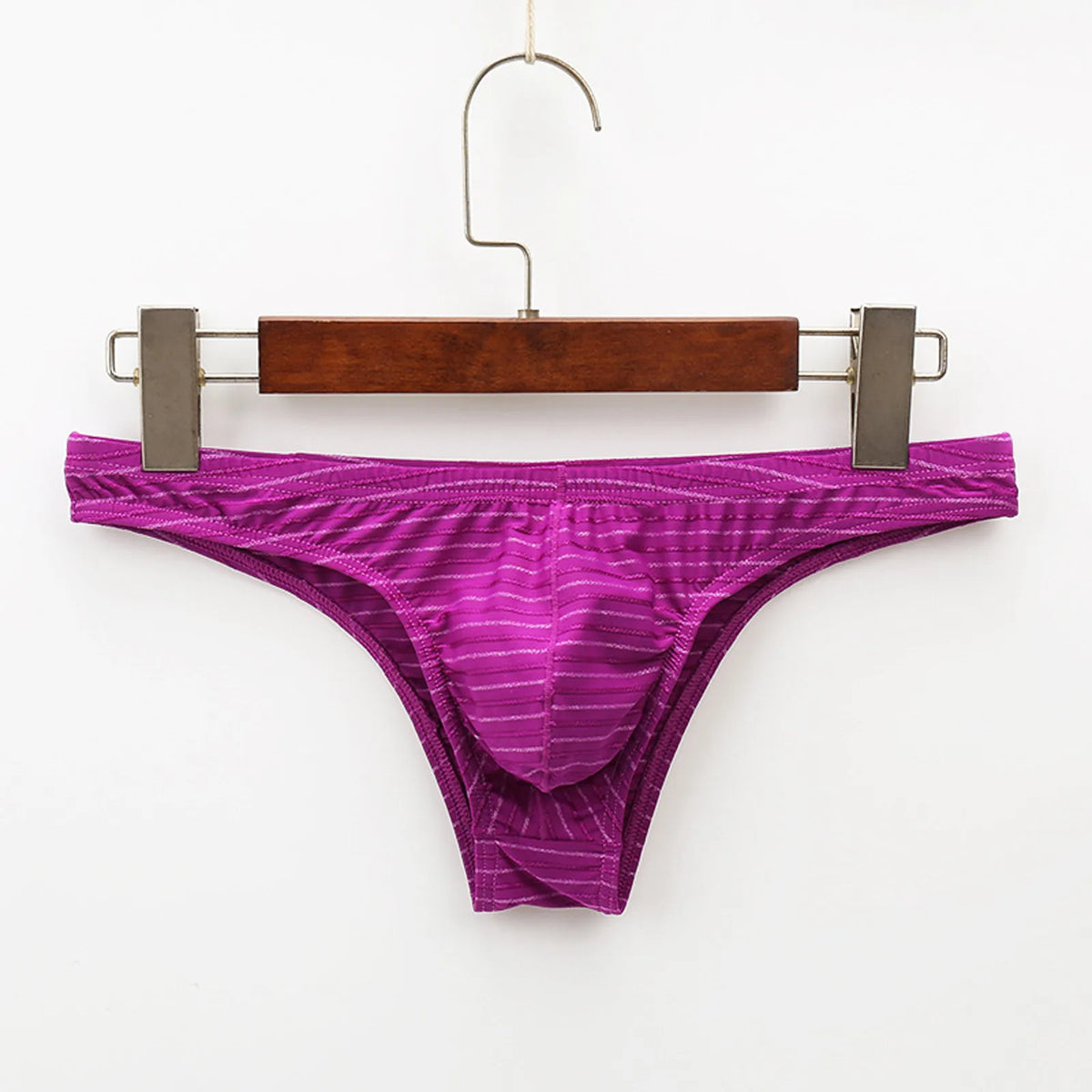 Men’s Low-Rise Striped Briefs with Contoured Front Pouch in Purple by Urban Tendency
