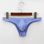 Men’s Low-Rise Striped Briefs with Contoured Front Pouch in Sky Blue by Urban Tendency