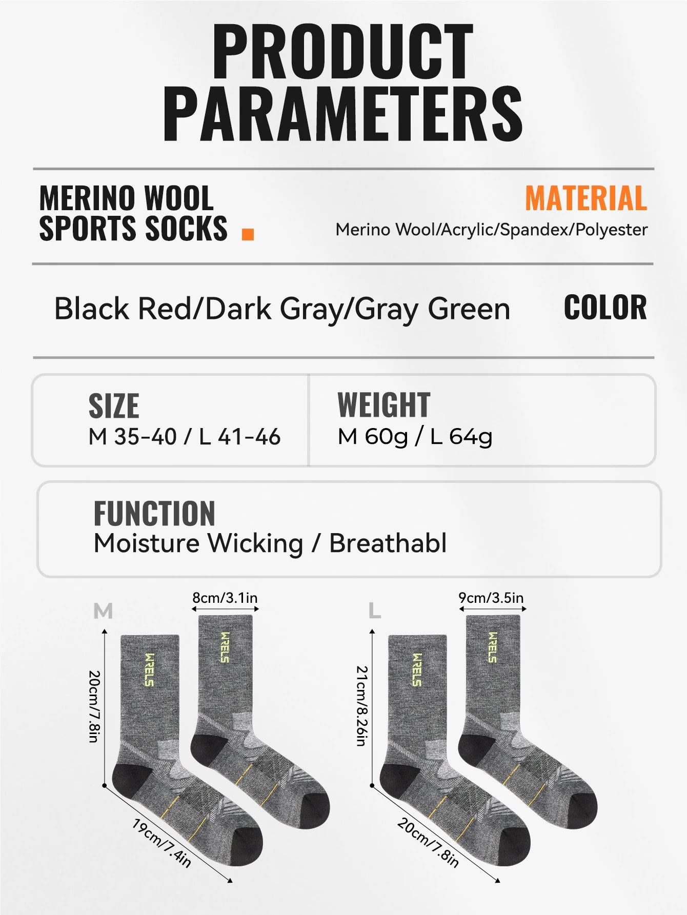 Men’s Merino Wool Blend Hiking Crew Socks – Moisture-Wicking & Cushioned by Urban Tendency