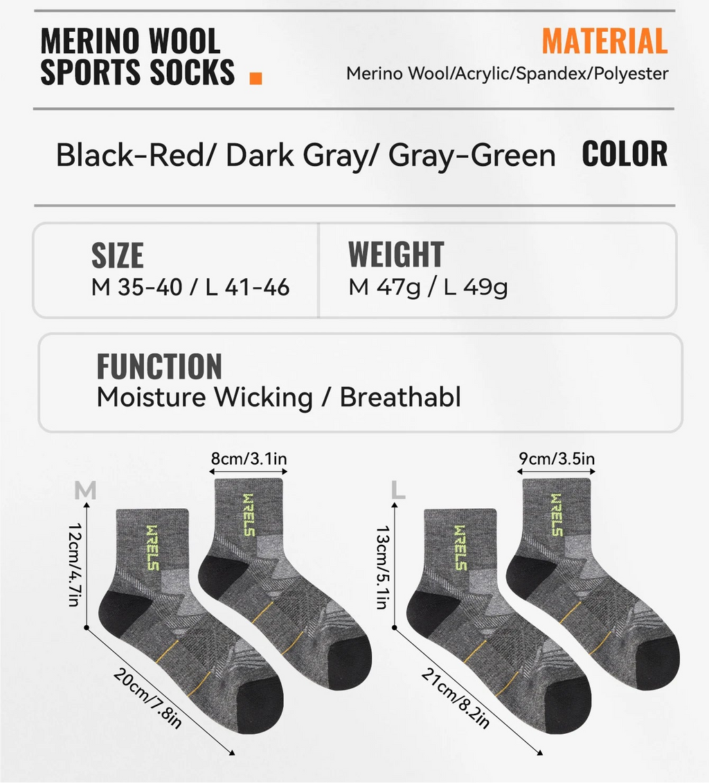 Men’s Merino Wool Blend Hiking Quarter Socks – Moisture-Wicking & Cushioned by Urban Tendency