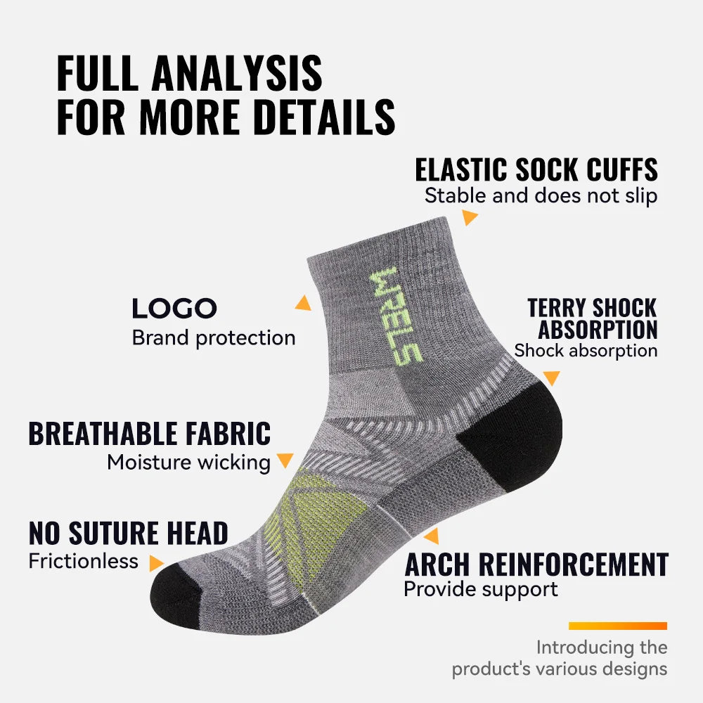 Men’s Merino Wool Blend Hiking Quarter Socks – Moisture-Wicking & Cushioned by Urban Tendency