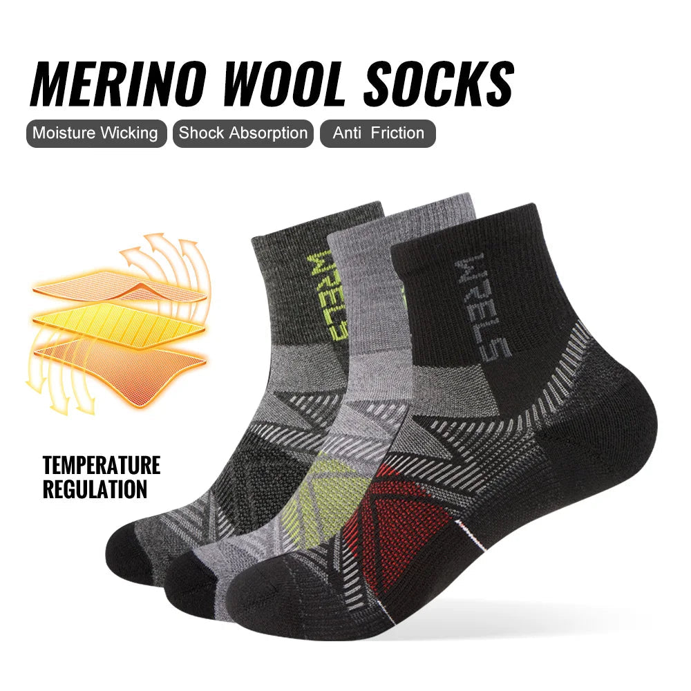 Men’s Merino Wool Blend Hiking Quarter Socks – Moisture-Wicking & Cushioned by Urban Tendency