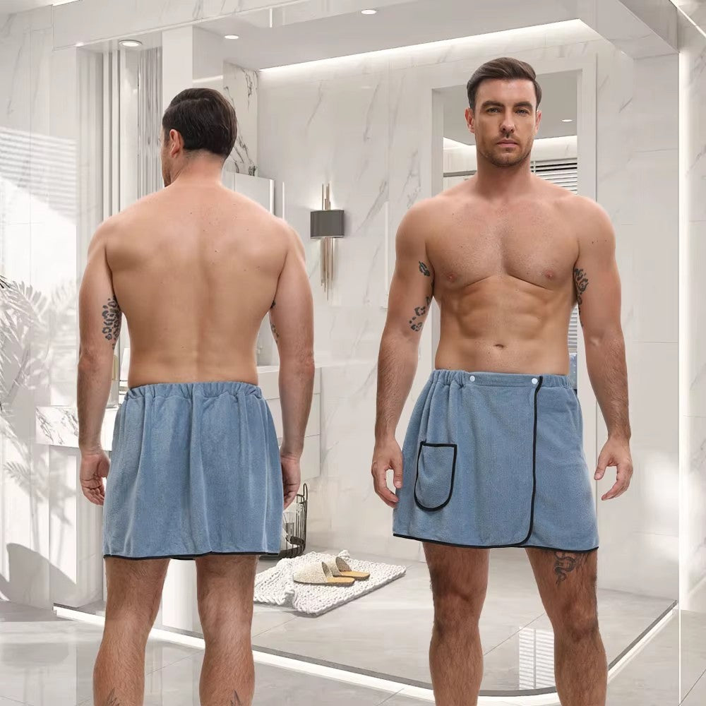 Men’s Quick-Dry Comfort Wrap Towel – Bath & Gym in Light Blue by Urban Tendency