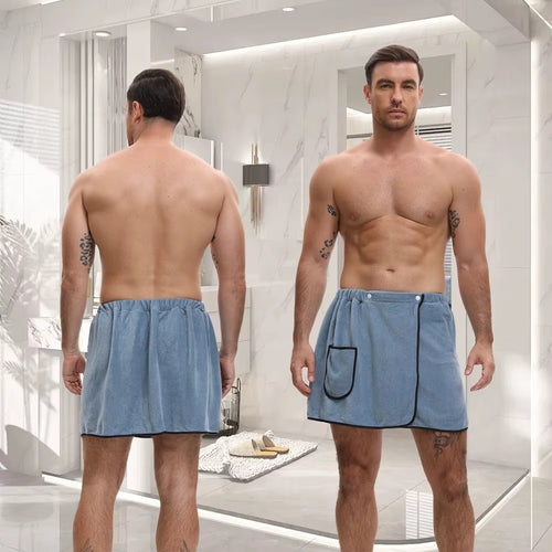 Men’s Quick-Dry Comfort Wrap Towel – Bath & Gym in Light Blue by Urban Tendency