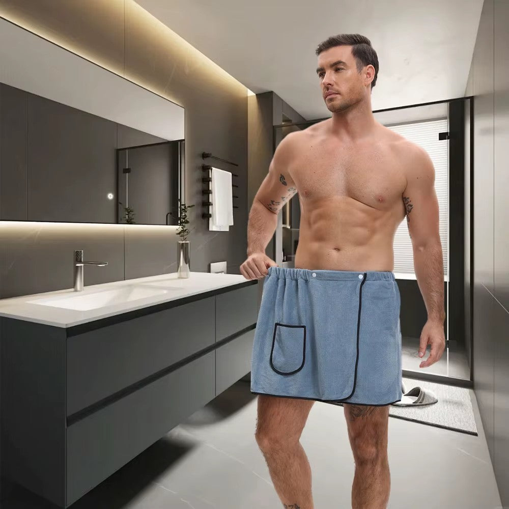 Men’s Quick-Dry Comfort Wrap Towel – Bath & Gym in Light Blue by Urban Tendency