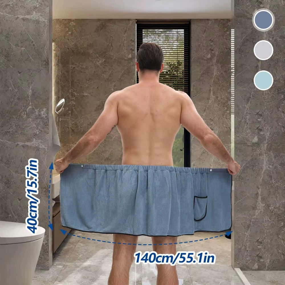 Men’s Quick-Dry Comfort Wrap Towel – Bath & Gym in Light Blue by Urban Tendency