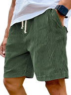 Men’s Retro Corduroy Drawstring Shorts – Casual Fit in Army Green by Urban Tendency