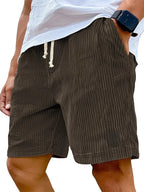 Men’s Retro Corduroy Drawstring Shorts – Casual Fit in Brown by Urban Tendency