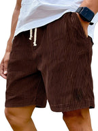 Men’s Retro Corduroy Drawstring Shorts – Casual Fit in Chocolate Brown by Urban Tendency