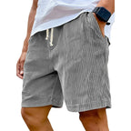 Men’s Retro Corduroy Drawstring Shorts – Casual Fit in Gray by Urban Tendency