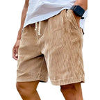 Men’s Retro Corduroy Drawstring Shorts – Casual Fit in Khaki by Urban Tendency