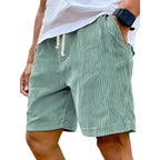 Men’s Retro Corduroy Drawstring Shorts – Casual Fit in Light Green by Urban Tendency