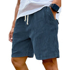 Men’s Retro Corduroy Drawstring Shorts – Casual Fit in Navy Blue by Urban Tendency