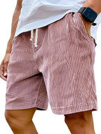 Men’s Retro Corduroy Drawstring Shorts – Casual Fit in Pink by Urban Tendency