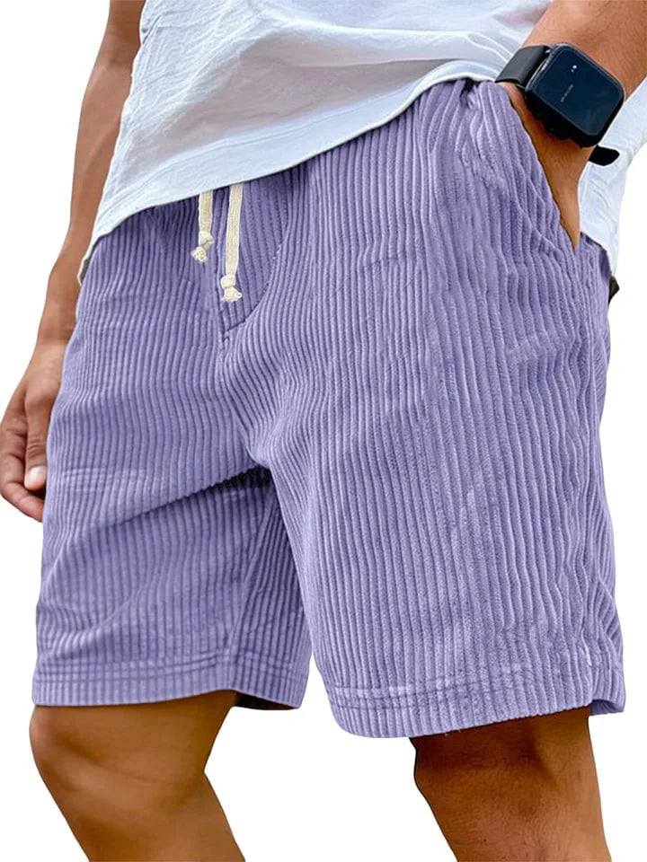 Men’s Retro Corduroy Drawstring Shorts – Casual Fit in Purple by Urban Tendency