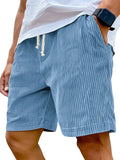 Men’s Retro Corduroy Drawstring Shorts – Casual Fit in Sky Blue by Urban Tendency