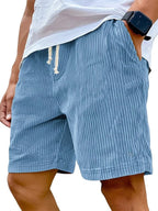 Men’s Retro Corduroy Drawstring Shorts – Casual Fit in Sky Blue by Urban Tendency