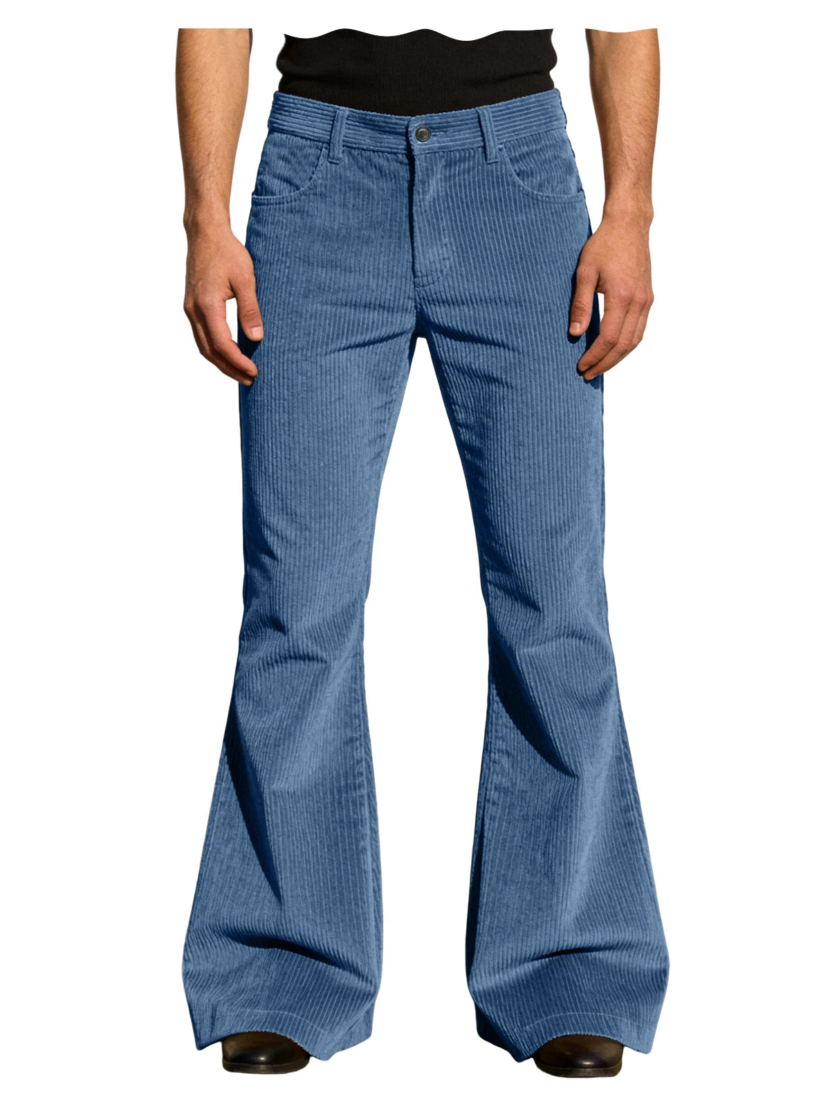 Men’s Retro Corduroy Flare Pants – Vintage 70s Style in Blue by Urban Tendency