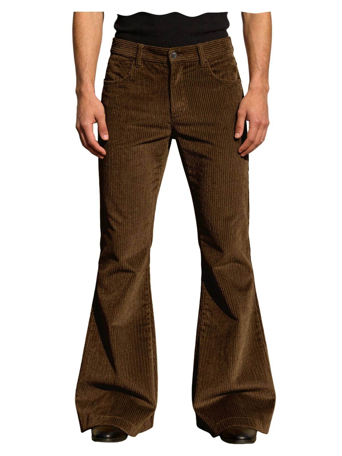 Men’s Retro Corduroy Flare Pants – Vintage 70s Style in Brown by Urban Tendency
