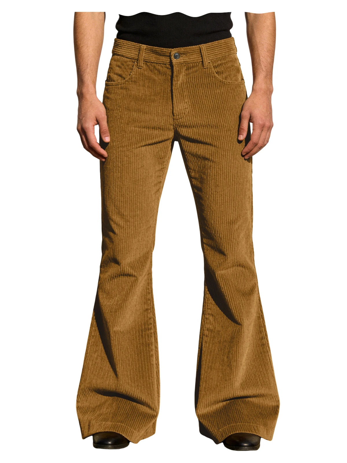 Men’s Retro Corduroy Flare Pants – Vintage 70s Style in Camel by Urban Tendency