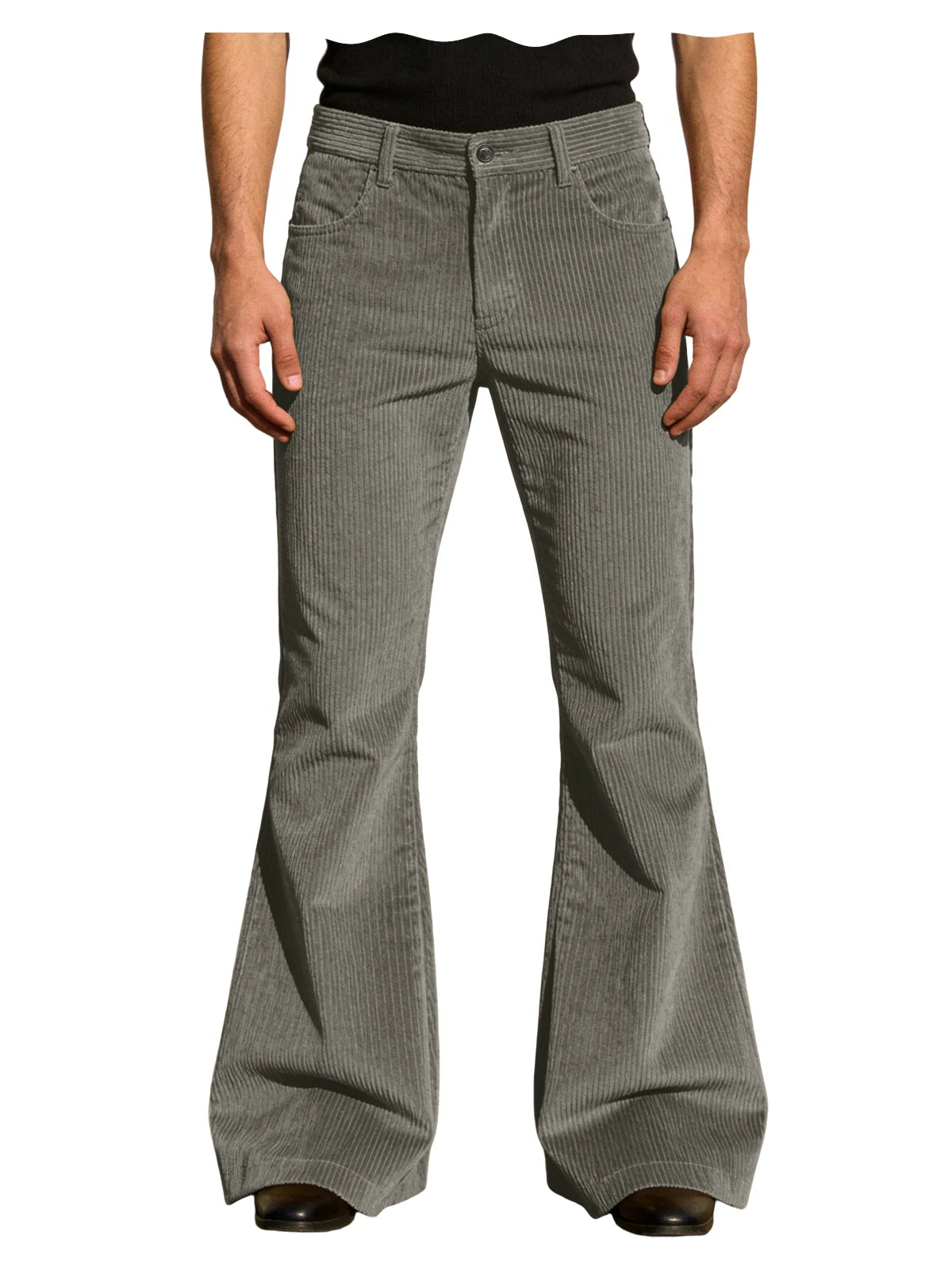 Men’s Retro Corduroy Flare Pants – Vintage 70s Style in Gray by Urban Tendency