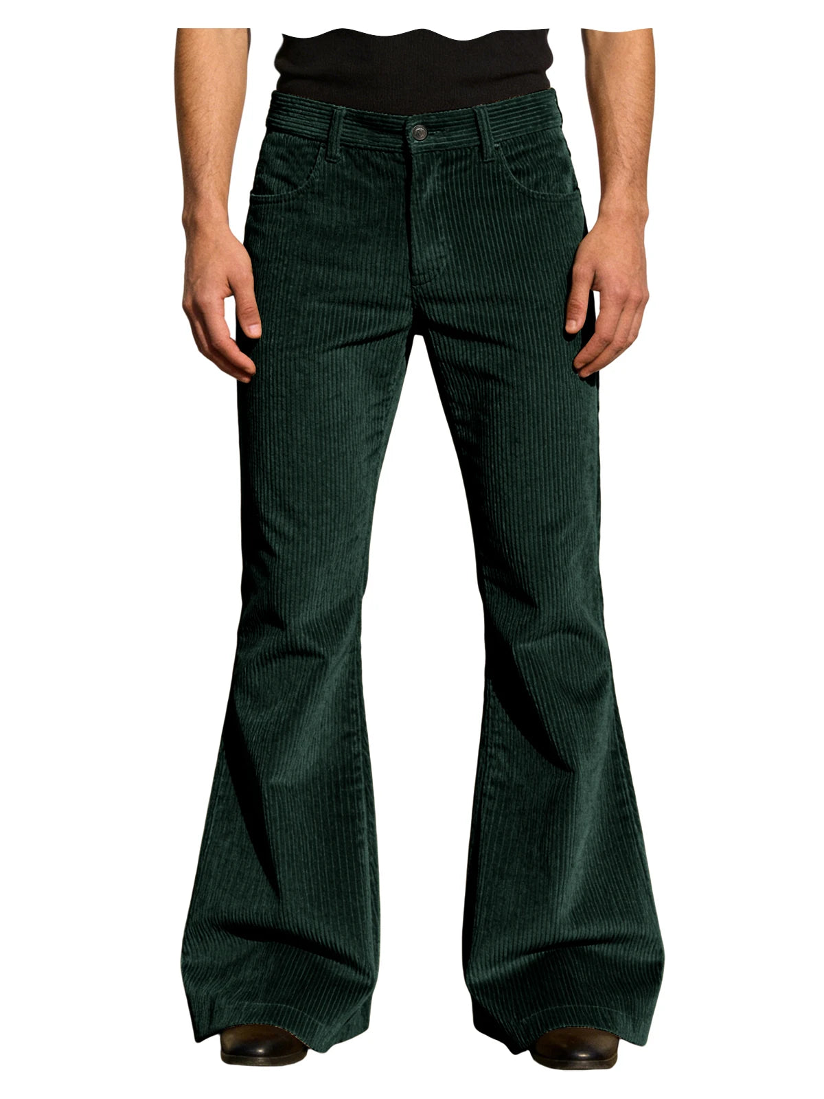Men’s Retro Corduroy Flare Pants – Vintage 70s Style in Malachite Green by Urban Tendency
