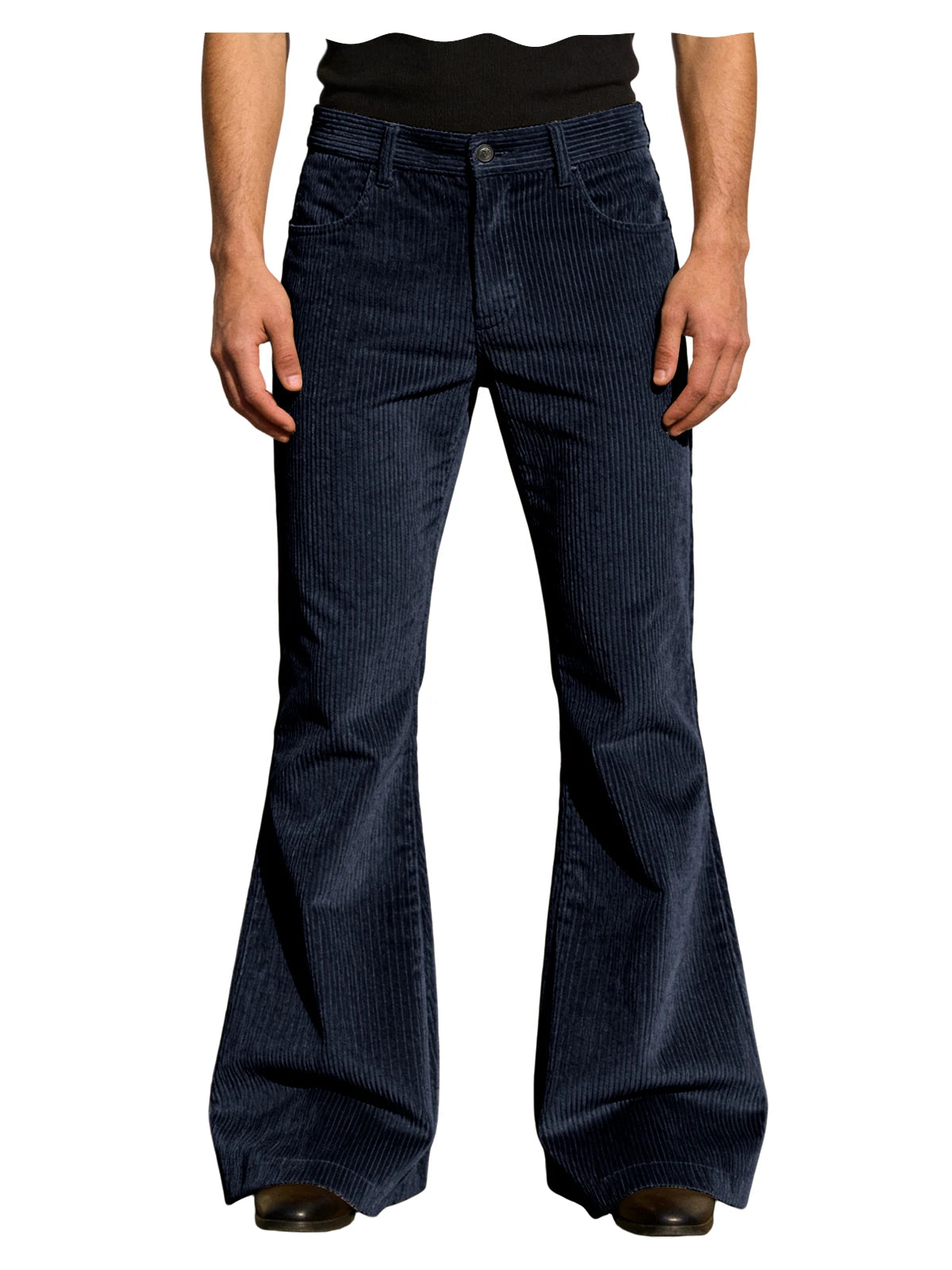 Men’s Retro Corduroy Flare Pants – Vintage 70s Style in Navy Blue by Urban Tendency