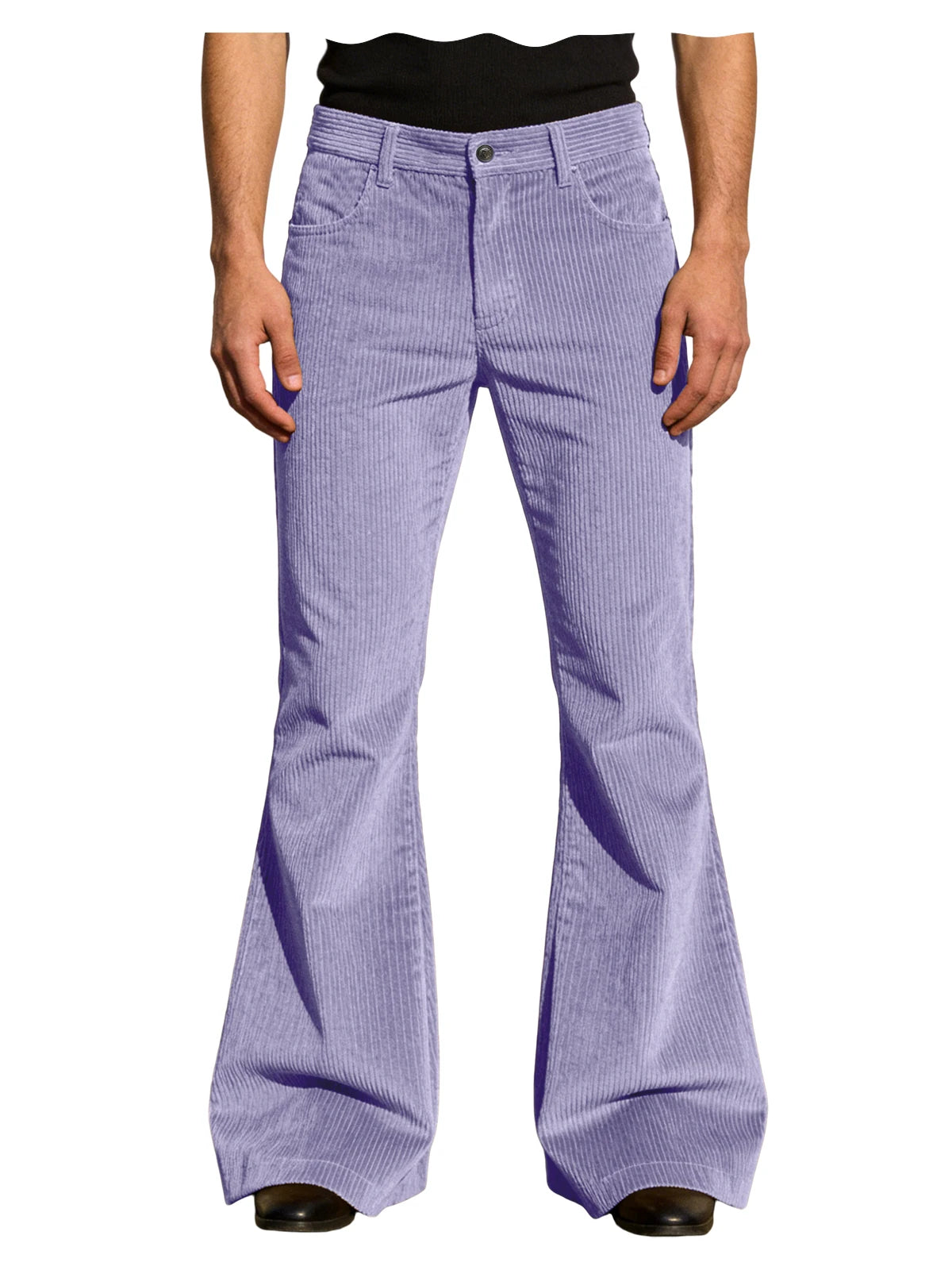 Men’s Retro Corduroy Flare Pants – Vintage 70s Style in Purple by Urban Tendency
