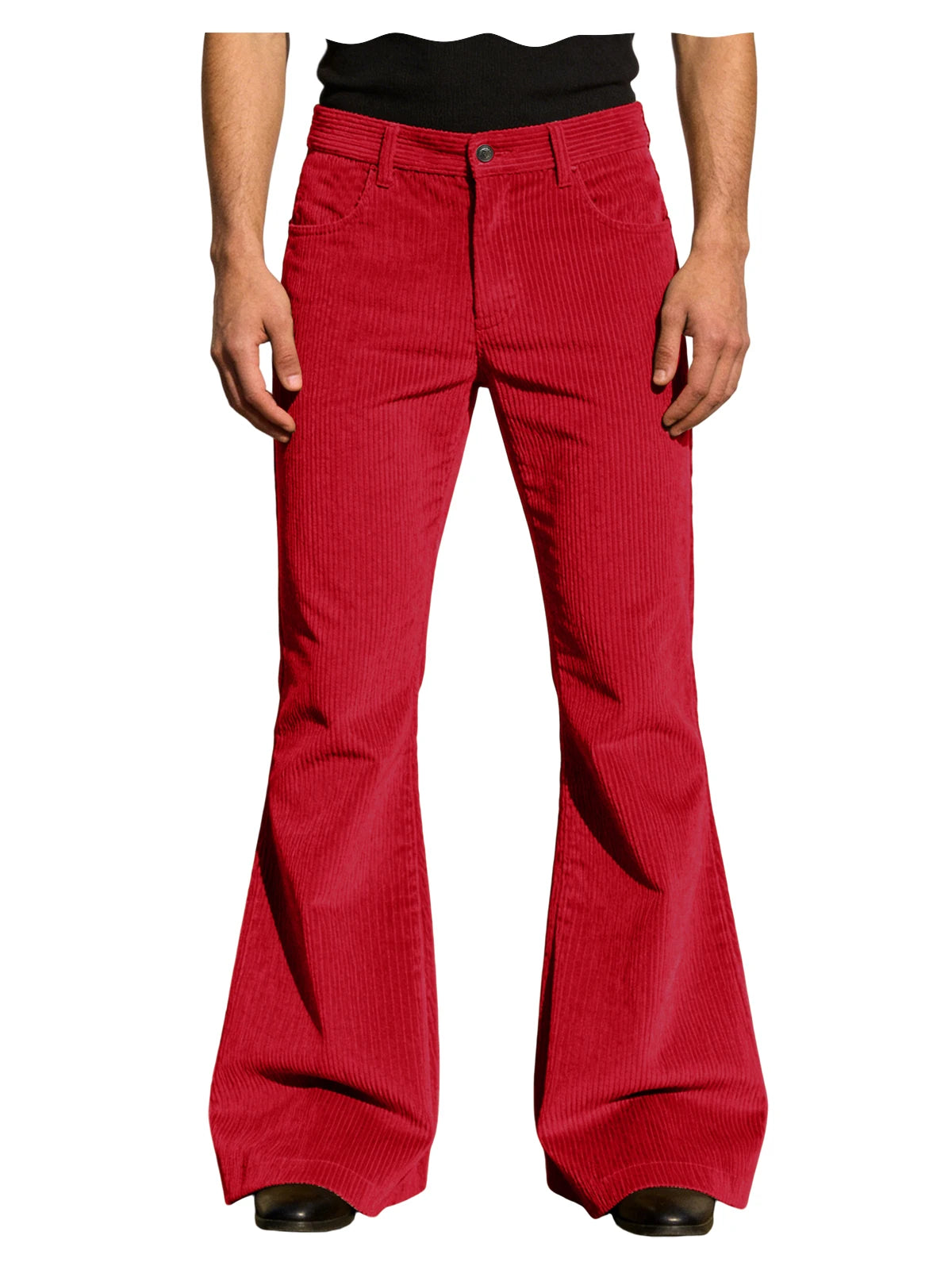 Men’s Retro Corduroy Flare Pants – Vintage 70s Style in Red by Urban Tendency