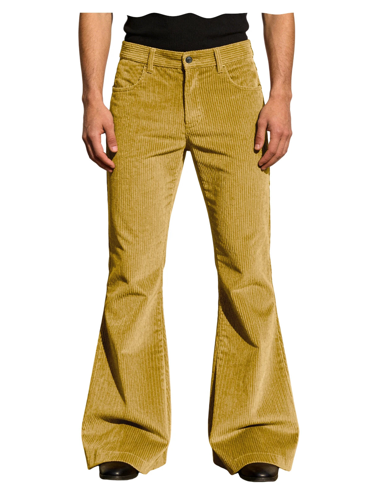 Men’s Retro Corduroy Flare Pants – Vintage 70s Style in Yellow Mustard by Urban Tendency