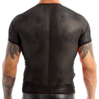 Men’s Sheer Mesh T-Shirt – Breathable Slim Fit See-Through Top in Black by Urban Tendency