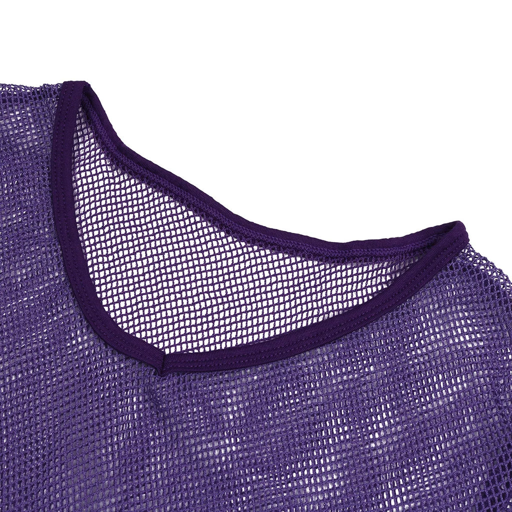 Men’s Sheer Mesh T-Shirt – Breathable Slim Fit See-Through Top in Purple by Urban Tendency
