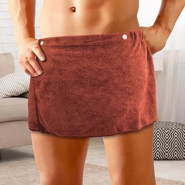 Men’s Short Adjustable Wrap Towel – Bath & Gym in Brown by Urban Tendency