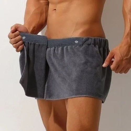 Men’s Short Adjustable Wrap Towel – Bath & Gym in Gray by Urban Tendency