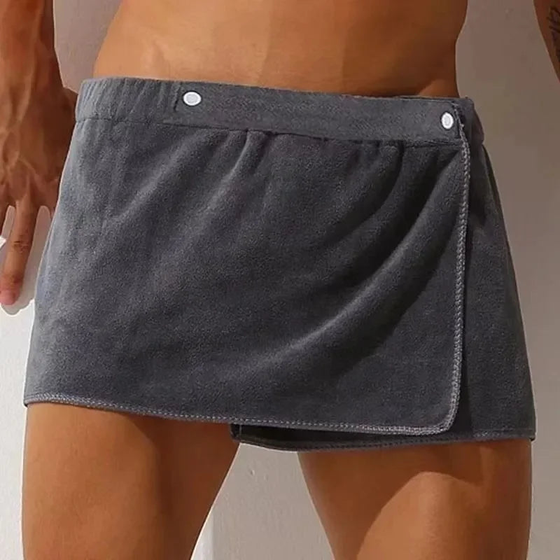 Men’s Short Adjustable Wrap Towel – Bath & Gym in Gray by Urban Tendency