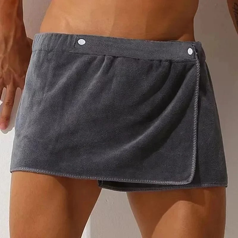 Men’s Short Adjustable Wrap Towel – Bath & Gym in Gray by Urban Tendency