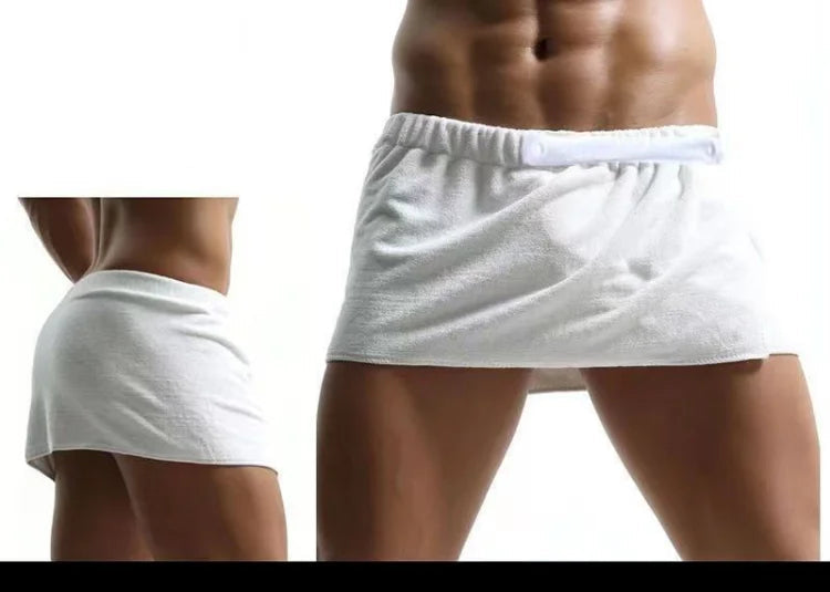 Men’s Short Adjustable Wrap Towel – Bath & Gym in White by Urban Tendency