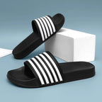 Men’s Shower Slides for Home, Gym, Pool & Beach with Striped Strap by Urban Tendency