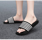 Men’s Shower Slides for Home, Gym, Pool & Beach with Striped Strap by Urban Tendency