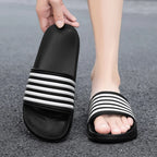 Men’s Shower Slides for Home, Gym, Pool & Beach with Striped Strap by Urban Tendency