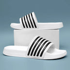 Men’s Shower Slides for Home, Gym, Pool & Beach with Striped Strap by Urban Tendency