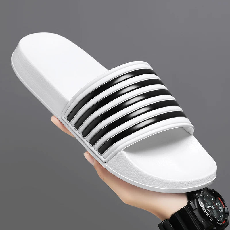 Men’s Shower Slides for Home, Gym, Pool & Beach with Striped Strap by Urban Tendency