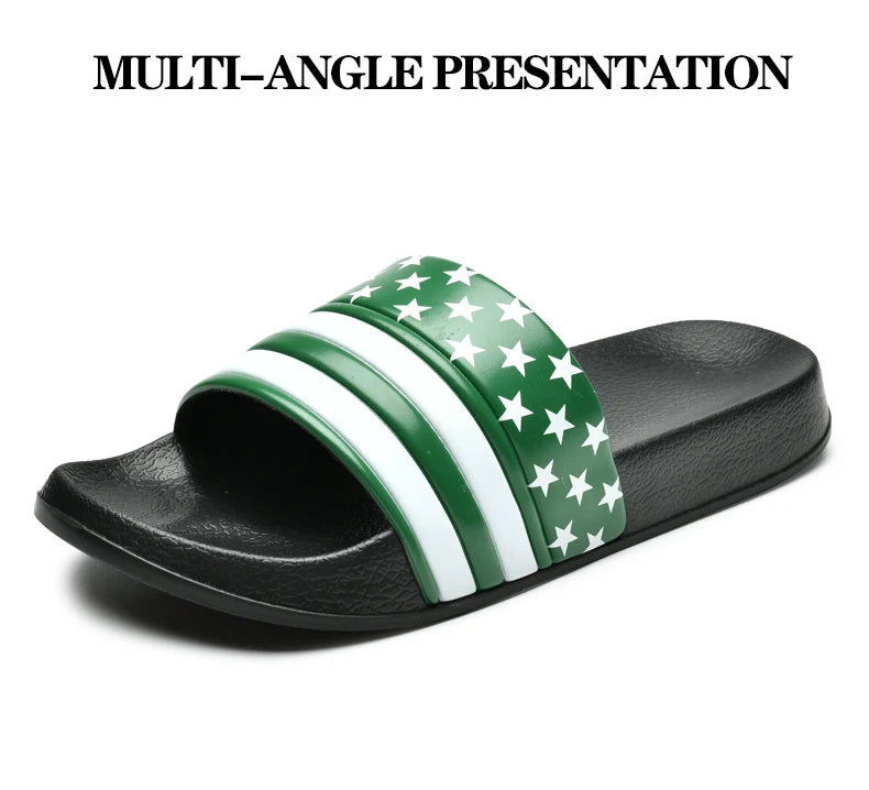 Men’s Shower Slides for Home, Gym, Pool & Beach with Striped Strap by Urban Tendency