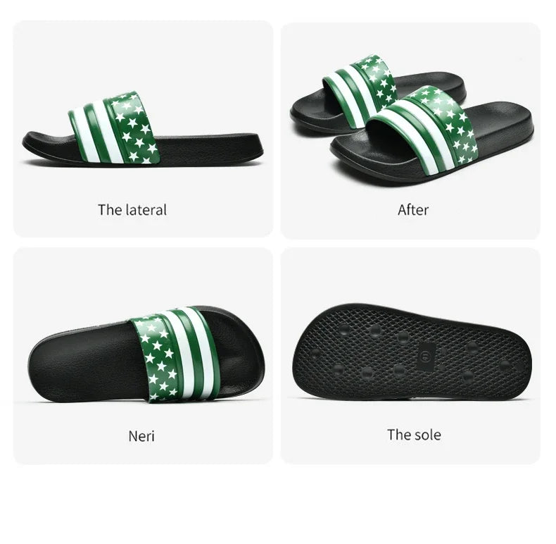 Men’s Shower Slides for Home, Gym, Pool & Beach with Striped Strap by Urban Tendency