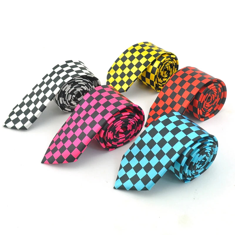 Men's Slim Checkered Necktie - Vintage Retro Plaid Fashion Tie by Urban Tendency