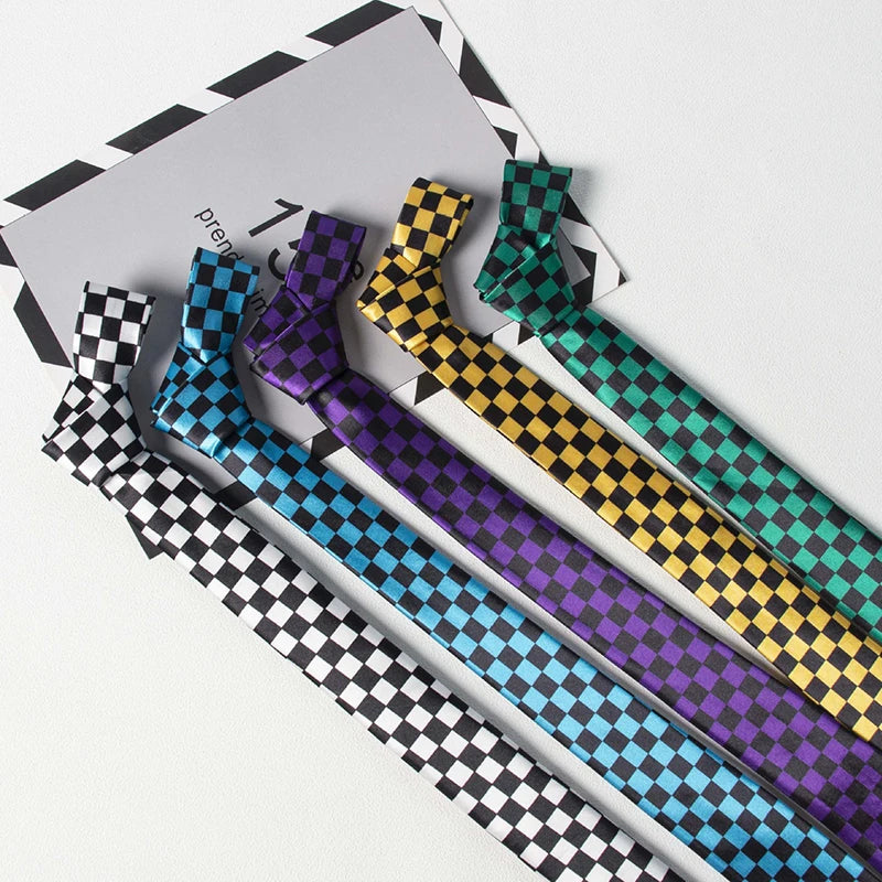 Men's Slim Checkered Necktie - Vintage Retro Plaid Fashion Tie by Urban Tendency