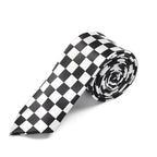 Men's Slim Checkered Necktie - Vintage Retro Plaid Fashion Tie in Black & White by Urban Tendency