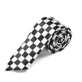 Men's Slim Checkered Necktie - Vintage Retro Plaid Fashion Tie in Black & White by Urban Tendency