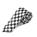 Men's Slim Checkered Necktie - Vintage Retro Plaid Fashion Tie in Black & White by Urban Tendency