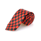 Men's Slim Checkered Necktie - Vintage Retro Plaid Fashion Tie in Red by Urban Tendency